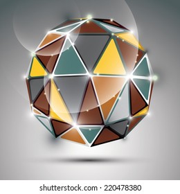 Vector stylish illustration, shiny gold metal effect, eps10. Gala 3D dazzling disco ball.
