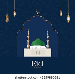 vector stylish islamic eid mubarak elegant background blue