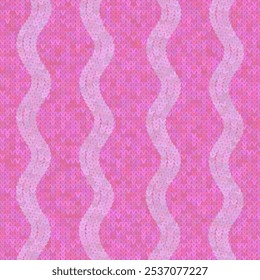 Vector Stylish Knit. Pink Knitted Texture. Woolen Pullover Canvas Print. Winter Fabric Pattern.