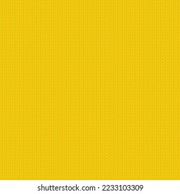 Vector Stylish Knit. Yellow Knitted Texture. Woolen Pullover Tricot Print. Winter Fabric Pattern.