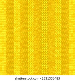 Vector Stylish Knit. Yellow Knitted Texture. Woolen Pullover Canvas Print. Winter Fabric Pattern.