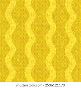 Vector Stylish Knit. Yellow Knitted Texture. Woolen Pullover Canvas Print. Winter Fabric Pattern.