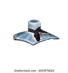 Vector elegante sombrero de dama de color azul, ilustración de moda