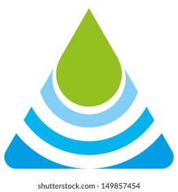 Vector Stylish Leaf And Water Eco Icon