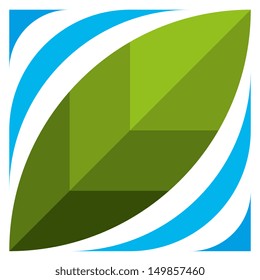 Vector Stylish Leaf And Water Eco Icon