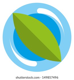 Vector Stylish Leaf And Water Eco Icon