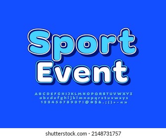 Vector stylish leaflet Sport Event with retro Font. Isometric Alphabet Letters, Numbers and Symbols set