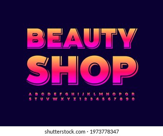 Logo de diseño vectorial Beauty Store. Fuente de color brillante. Conjunto creativo de letras y números de alfabeto