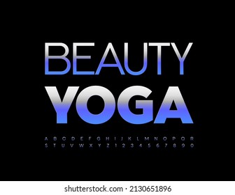 Vector stylish Logo Beauty Yoga. Elegant Metallic Font. Creative Alphabet Letters and Numbers set