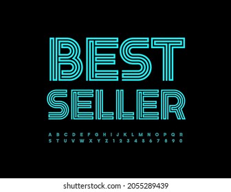 Vector stylish logo Best Seller. Maze style Font. Trendy bright Alphabet Letters and Numbers set