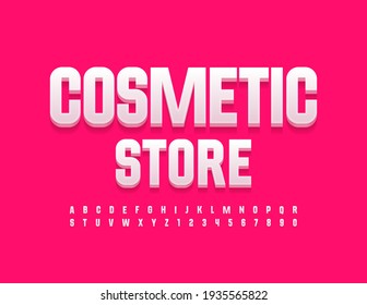 Vector stylish logo Cosmetic Store.  Modern 3D Font. Creative Alphabet Letters and Numbers