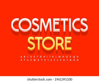 Vector stylish logo Cosmetic Store. White modern Font. Set of Elegant Alphabet Letters and Numbers