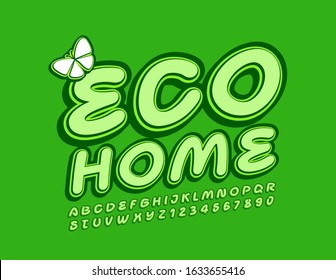 Vektorstylisches Logo Eco Home. Moderne grüne Schrift. Creative Alphabet Letters and Numbers for Marketing Design