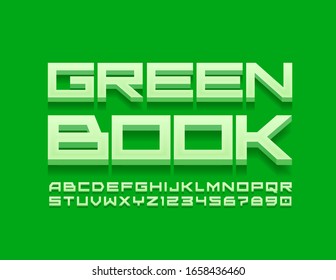 Logo de diseño vectorial Libro Verde. Fuente 3D moderna. Letras y números de alfabeto creativos.