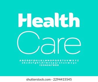 Vector stylish Logo Health Care. Modern creative Font. Artistic Alphabet Letters, and Numbers.