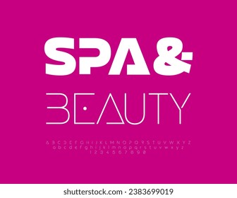 Logotipo vectorial elegante Spa y Belleza. Tipo de letra blanco único. Elegantes letras y números de alfabeto