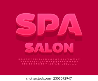 Vektorstylisches Logo Spa Salon mit rosafarbener moderner Schriftart. Kreative Set von trendigen Alphabet-Buchstaben, Zahlen und Symbolen