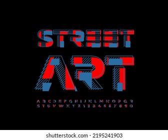 Vector stylish logo Street Art. Unique Trendy Font. Bright Creative Alphabet Letters and Numbers set