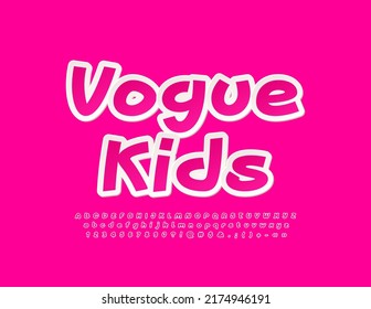 Vector stylish logo Vogue Kids. Handwritten modern Font. Artistic Alphabet Letters and Numbers