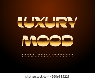 Vector Stylish logotype Luxury Mood. Fashion Gold Font. Chic ADigital lphabet Letters and Numbers set.