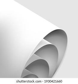 Vector. Elegante fondo minimalista geométrico monocromo. Rollos de papel, pliegues. Banner web, afiche web, volante, folleto elegante, postal, portada, marca.