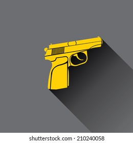 vector stylish orange gun icon on grey