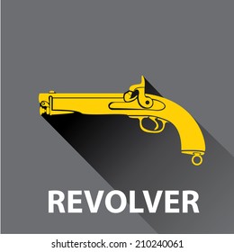 vector stylish orange revolver icon on grey