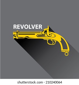 vector stylish orange revolver icon on grey