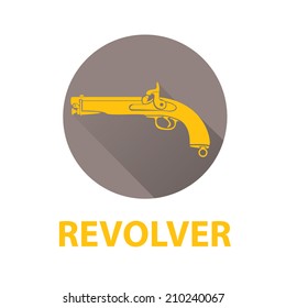 vector stylish orange revolver icon on grey