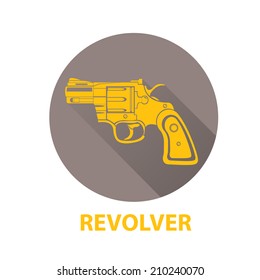 vector stylish orange revolver icon on grey