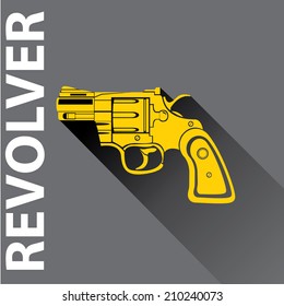 vector stylish orange revolver icon on grey