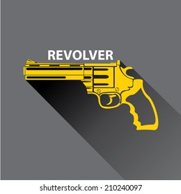 vector stylish orange revolver icon on grey