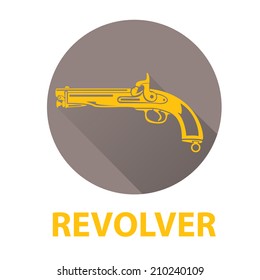 vector stylish orange revolver icon on grey