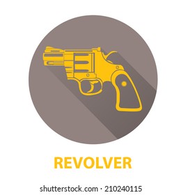 vector stylish orange revolver icon on grey
