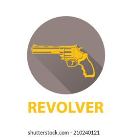 vector stylish orange revolver icon on grey