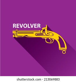 vector stylish orange revolver icon on violet