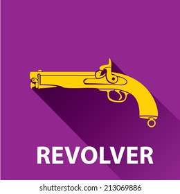 vector stylish orange revolver icon on violet