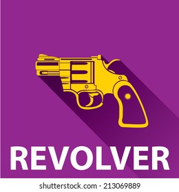 vector stylish orange revolver icon on violet