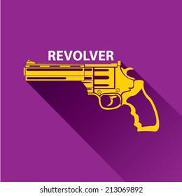 vector stylish orange revolver icon on violet
