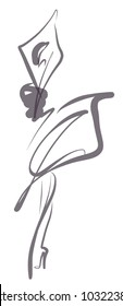 VECTOR 
stylish  original hand-drawn graphic with beautiful young   girl model for design. Fashion, style, youth, fitness, sports, beauty. Graphic, sketch, drawing
