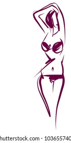 VECTOR 
stylish  original hand-drawn graphic with beautiful young   girl model for design. Fashion, style, youth, fitness, sports, beauty. Graphic, sketch, drawing. 

