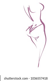 VECTOR 
stylish  original hand-drawn graphic with beautiful young   girl model for design. Fashion, style, youth, fitness, sports, beauty. Graphic, sketch, drawing. 
