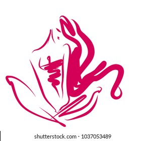 VECTOR 
stylish  original hand-drawn graphic with beautiful young   girl model for design. Fashion, style, youth, fitness, sports, beauty. Graphic, sketch, drawing. Sexy body.

