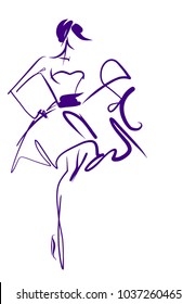   VECTOR 
gráfico original y elegante con una joven y hermosa   modelo de chica para el diseño. Moda, estilo, juventud, fitness, deportes, belleza. Gráfico, dibujo, dibujo. Cuerpo sexy.
  