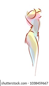 VECTOR 
stylish  original hand-drawn graphic with beautiful young   girl model for design. Fashion, style, youth, fitness, sports, beauty. Graphic, sketch, drawing. Sexy body.
