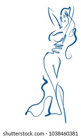 VECTOR 
stylish  original hand-drawn graphic with beautiful young   girl model for design. Fashion, style, youth, fitness, sports, beauty. Graphic, sketch, drawing. Sexy body.


