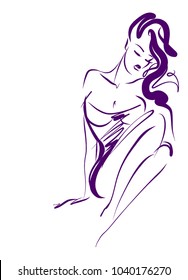 VECTOR 
stylish  original hand-drawn graphic with beautiful young   girl model for design. Fashion, style, youth, fitness, sports, beauty. Graphic, sketch, drawing. Sexy body.


