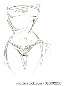 VECTOR 
stylish  original hand-drawn graphic with beautiful young   girl model for design. Fashion, style, youth, fitness, sports, beauty. Graphic, sketch, drawing. Sexy body.
