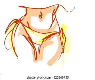 VECTOR 
stylish  original hand-drawn graphic with beautiful young   girl model for design. Fashion, style, youth, fitness, sports, beauty. Graphic, sketch, drawing. Sexy body.
