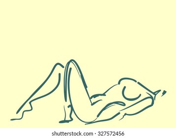 
VECTOR 
stylish  original hand-drawn graphic with beautiful young   girl model for design. Fashion, style, youth, fitness, sports, beauty. Graphic, sketch, drawing. Sexy body.
